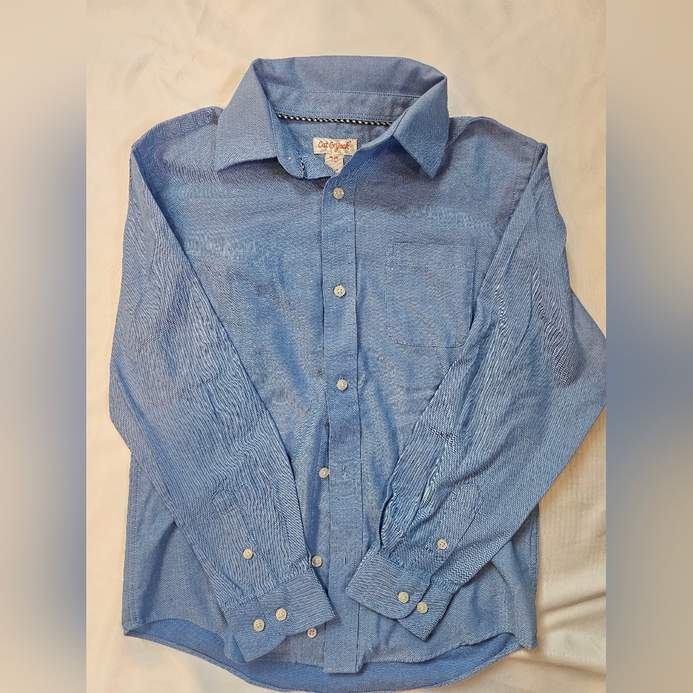 Cat & Jack Boys Casual Blue Button-Down Shirt- Dress Shirt- Medium- 8